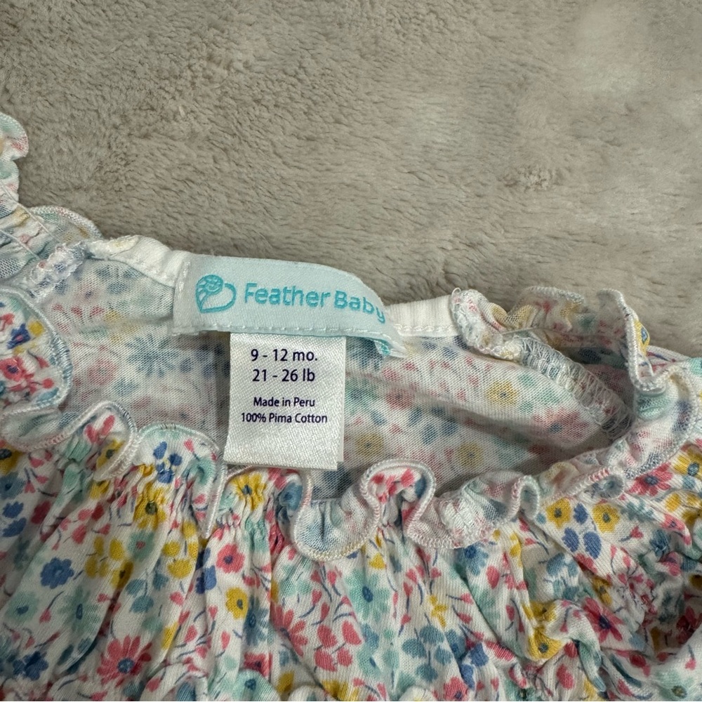 Feather Baby Bubble Romper floral 9-12 months - Picture 3 of 5